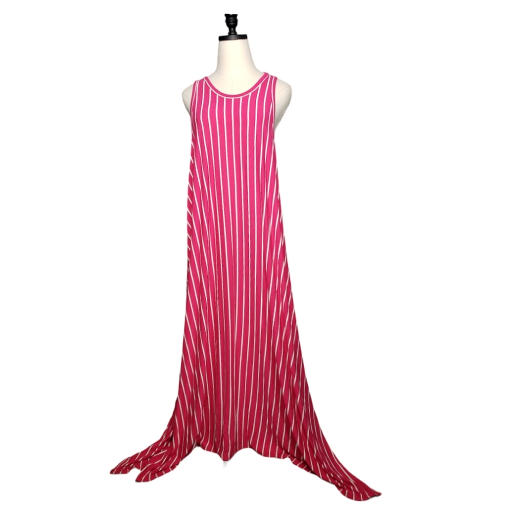 Sweet Lovely by Jen Aysemmetrical Maxi Teeshirt Dress Beach Coastal Lake Pool 1X